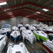 Dragonfly trimarans in winter storage
