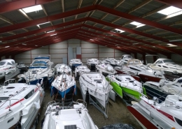 Dragonfly trimarans in winter storage
