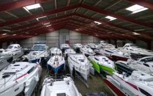 Dragonfly trimarans in winter storage