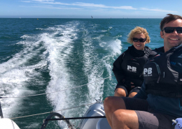 Dragonfly 28 trimaran racing in RORC Race the Wight