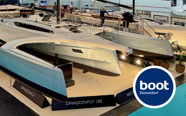 Dragonfly 36 trimaran at boot Düsseldorf show